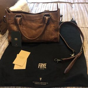 Frye Melissa Cognac Satchel Purse with crossbody